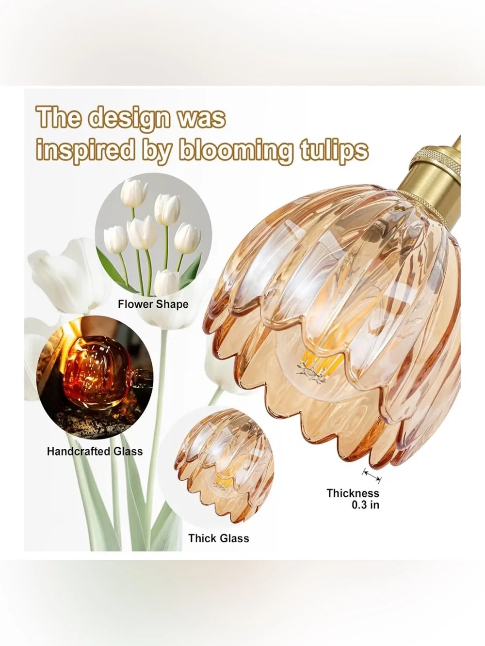 Vintsge Gold 3-Light Bathroom Vanity Sconce with Amber Glass Shades